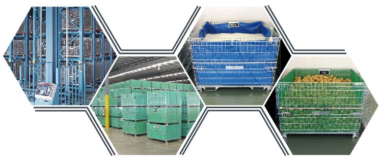 Stackable Pallet Cage Foldable Wire Cage Steel Pallet Container Wire Mesh Pallet Cage for Warehouse