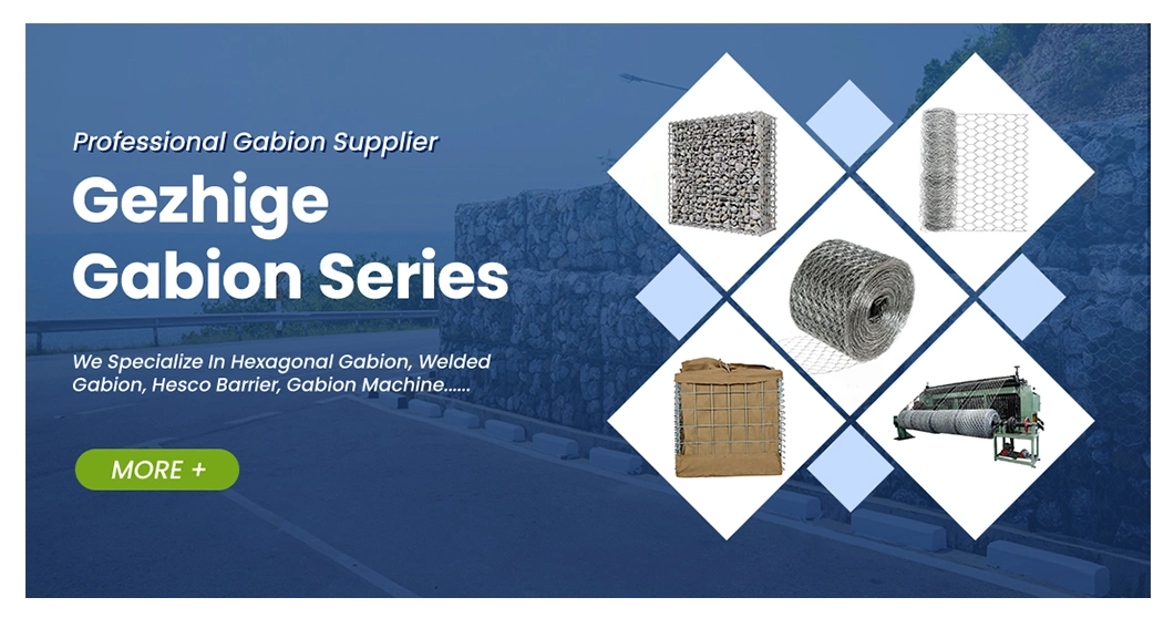 Gezhige 80X100 mm Gabion Wire Mesh Gabion 4.0mm Selvedge Wire Thickness PVC Coated/Galvanized Hexagonal Wire Netting/Mesh China 2.0*1.5*1.0m Stone Gabion Cages